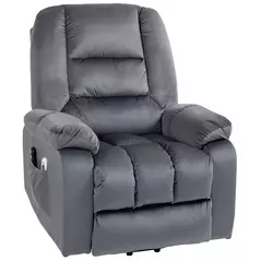 HOMCOM Leathaire Eight Massage Point Armchair, with Heat and Reclining Back - Grey - 2