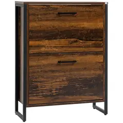 HOMCOM 12-Shoe, Two-Door Storage Cabinet - Wood-Effect - 1