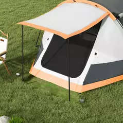 Outsunny Three-Man Camping Tent, with Two Rooms and Porch - Orange - 9