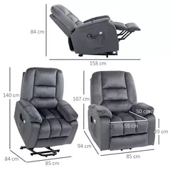 HOMCOM Leathaire Eight Massage Point Armchair, with Heat and Reclining Back - Grey - 4