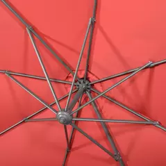 Outsunny 3 x 3(m) Cantilever Parasol with Cross Base Crank Handle - Wine Red - 9