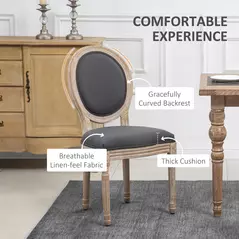 HOMCOM Set of Two French-Inspired Wooden Dining Chairs - Grey - 5