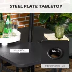 Outsunny Five-Piece Garden Dining Set, with Rattan Seat Chairs and Cushions - Black - 5