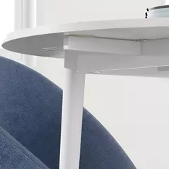 HOMCOM Folding Dining Table for 4, Round Drop Leaf Table, Modern Space Saving Small Kitchen Table with Wood Legs for Dining Room, White - 9