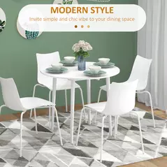 HOMCOM Folding Dining Table for 4, Round Drop Leaf Table, Modern Space Saving Small Kitchen Table with Wood Legs for Dining Room, White - 5