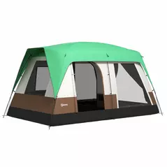 Outsunny Six-Man Camping Tent, with Small Rainfly and Accessories - Green - 1