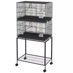 PawHut Two-Tier Bird Cage on Wheels, with Stand, for Small Birds - 1