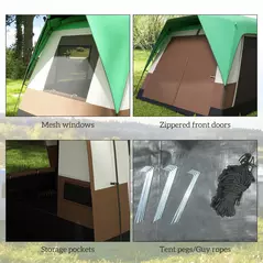 Outsunny Six-Man Camping Tent, with Small Rainfly and Accessories - Green - 8
