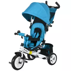 HOMCOM 6 in 1 Kids Trike with Parent Handle, Canopy, 5-point Safety Belt, Storage, Footrest, Brake, for 1-5 Years, Blue - 1