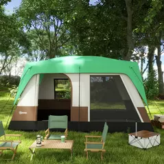 Outsunny Six-Man Camping Tent, with Small Rainfly and Accessories - Green - 9