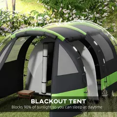 Outsunny Four Man, Two Room Blackout Tent, with Accessories - Black - 5