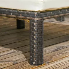 Outsunny Set of Two Reclining Rattan Sun Loungers, with Cushions - Brown/Cream - 9