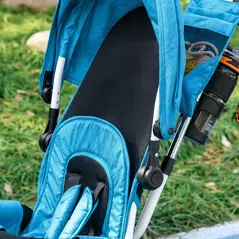 HOMCOM 6 in 1 Kids Trike with Parent Handle, Canopy, 5-point Safety Belt, Storage, Footrest, Brake, for 1-5 Years, Blue - 9