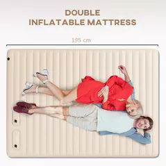 Outsunny Double Inflatable Mattress, with Built-In Pump - White - 4