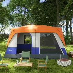 Outsunny Six-Man Camping Tent, with Small Rainfly and Accessories - Orange - 9