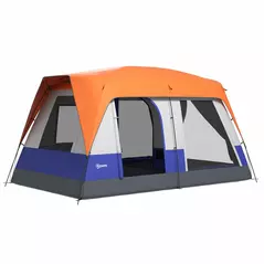 Outsunny Six-Man Camping Tent, with Small Rainfly and Accessories - Orange - 1