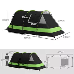 Outsunny Four Man, Two Room Blackout Tent, with Accessories - Black - 3