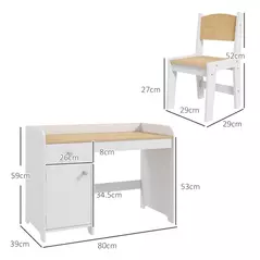 ZONEKIZ Kids Desk and Chair Set for 3-6 Years with Storage Drawer, Study Table and Chair for Children - White - 3