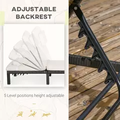 Outsunny Set of Two Reclining Rattan Sun Loungers, with Cushions - Brown/Cream - 4