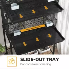 PawHut Two-Tier Bird Cage on Wheels, with Stand, for Small Birds - 4