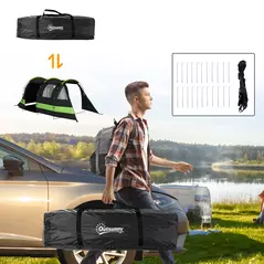 Outsunny Four Man, Two Room Blackout Tent, with Accessories - Black - 8