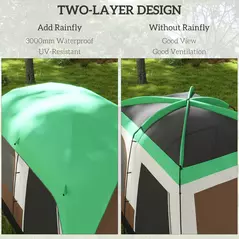 Outsunny Six-Man Camping Tent, with Small Rainfly and Accessories - Green - 4