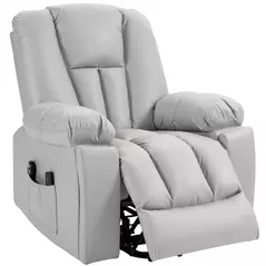 HOMCOM Leathaire Eight Massage Point Armchair, with Reclining Back - Light Grey - 1