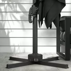 Outsunny 3(m) Adjustable Cantilever Parasol with Base, Solar LED Lights, Dark Grey - 9