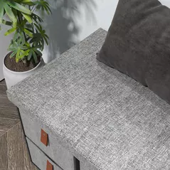 HOMCOM Shoe Bench with Seat, Shoe Storage Bench with Cushion and 6 Fabric Drawers for Entryway, Hallway, Living Room, Bedroom, Light Grey - 9