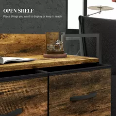 HOMCOM Rustic Chest of Four Fabric Drawers - Rustic Brown - 5