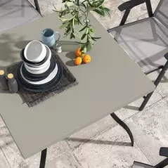 Outsunny Four-Seater Steel Garden Table, with Parasol Hole - Grey/Black - 7