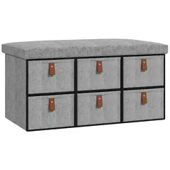 HOMCOM Shoe Bench with Seat, Shoe Storage Bench with Cushion and 6 Fabric Drawers for Entryway, Hallway, Living Room, Bedroom, Light Grey - 1
