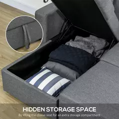 HOMCOM 3 Seater Sofa Bed with Storage, Delivered to Your Home for Free, Dark Grey - 7