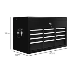 HOMCOM Steel Six Drawer Tool Storage Carry Chest, with Lock and Keys - Black - 3