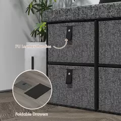 HOMCOM Six-Drawer Shoe Storage Bench, with Padded Top Seat - Dark Grey - 6