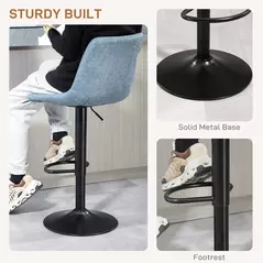 HOMCOM Set of Two Retro Tub Bar Stools - Blue - 7