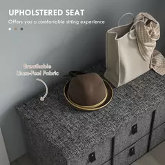 HOMCOM Six-Drawer Shoe Storage Bench, with Padded Top Seat - Dark Grey - 4