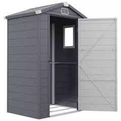 Outsunny 4.4ft x 3.3ft size Aluminium Frame and Plastic Wall Shed, with Foundation - Grey - 1