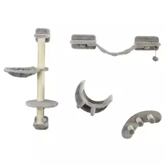 PawHut Four-Piece Cat Wall Furniture, with Hammock, Ladder, Platforms, Steps, for Indoor Use - Grey - 1