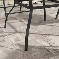 Outsunny Four-Seater Steel Garden Table, with Parasol Hole - Brown/Black - 9