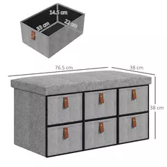 HOMCOM Shoe Bench with Seat, Shoe Storage Bench with Cushion and 6 Fabric Drawers for Entryway, Hallway, Living Room, Bedroom, Light Grey - 3