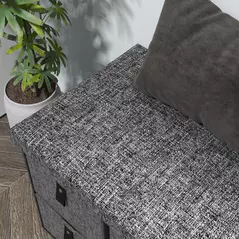 HOMCOM Six-Drawer Shoe Storage Bench, with Padded Top Seat - Dark Grey - 9