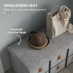 HOMCOM Shoe Bench with Seat, Shoe Storage Bench with Cushion and 6 Fabric Drawers for Entryway, Hallway, Living Room, Bedroom, Light Grey - 4