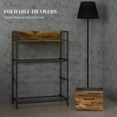 HOMCOM Rustic Chest of Four Fabric Drawers - Rustic Brown - 6