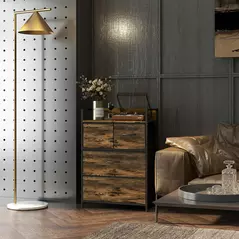 HOMCOM Rustic Chest of Four Fabric Drawers - Rustic Brown - 9