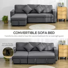 HOMCOM 3 Seater Sofa Bed with Storage, Delivered to Your Home for Free, Dark Grey - 4