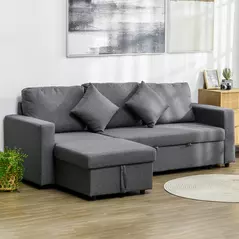 HOMCOM 3 Seater Sofa Bed with Storage, Delivered to Your Home for Free, Dark Grey - 2