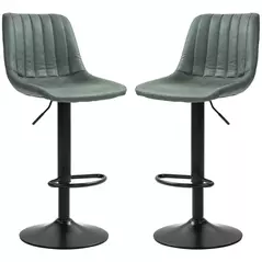 HOMCOM Set of Two Retro Tub Bar Stools - Green - 1