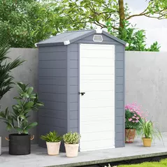 Outsunny 4.4ft x 3.3ft size Aluminium Frame and Plastic Wall Shed, with Foundation - Grey - 8