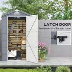 Outsunny 4.4ft x 3.3ft size Aluminium Frame and Plastic Wall Shed, with Foundation - Grey - 5